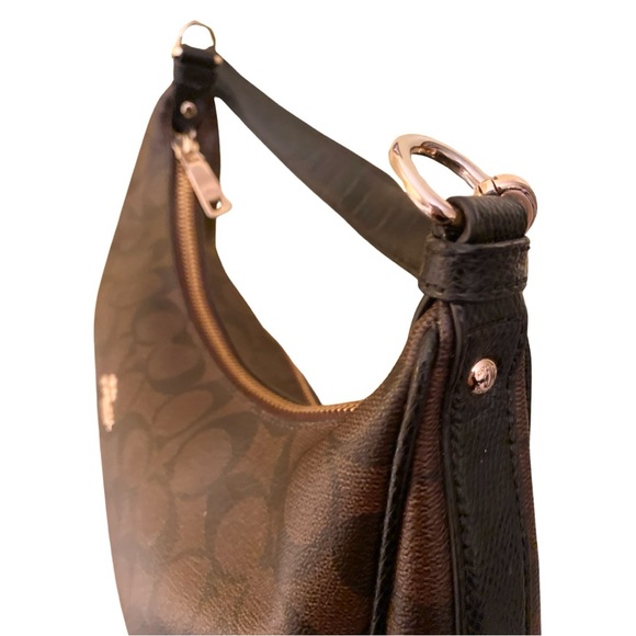 Coach Harley East West Hobo Shoulder Bag Signature Black Brown Gold F38267 - Picture 7 of 16